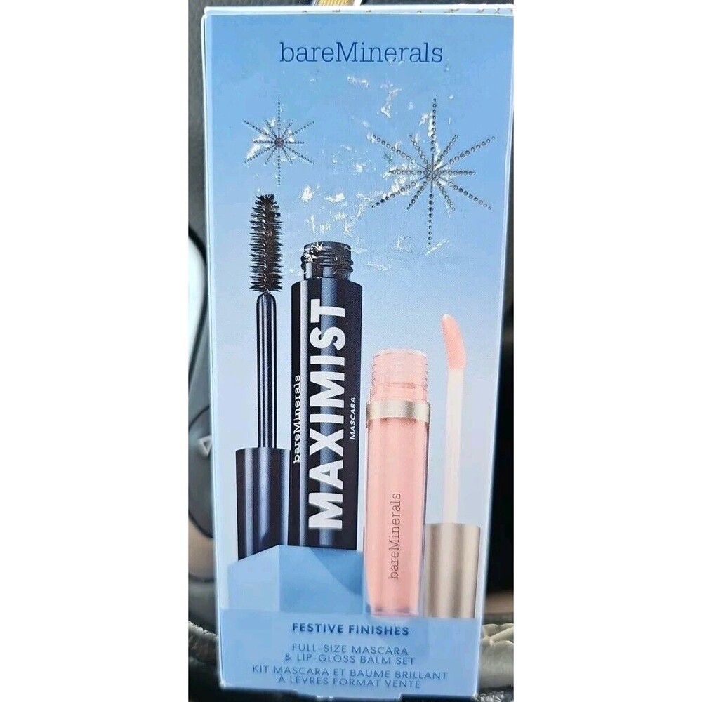 bareMinerals BARE MINERALS FESTIVE FINISHES Mascara & Lip Gloss Balm Set  NIB